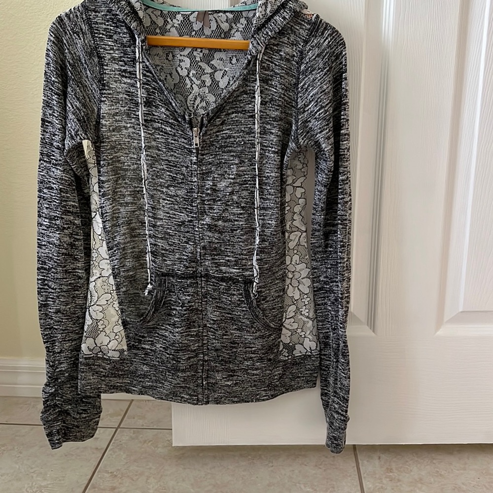 Front zipper light weight dress sweater/sweatshirt.